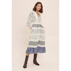 Anthropologie, Roberta Midi Dress Blue Bohemian.